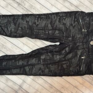 Black Camouflage Pants with Zipper Details